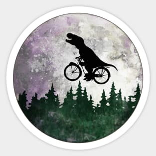 Dinosaur lover cyclist on the moon Sticker